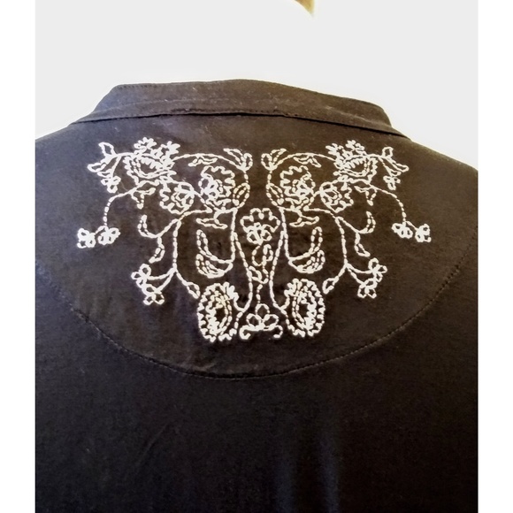 Kenneth Cole Wrap Tank Top  Black Embroidered Design Women's Size Medium - Picture 5 of 7